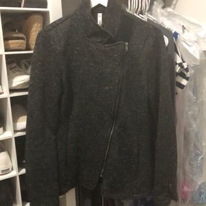 Fabletics gray marle Moto sweater jacket Medium